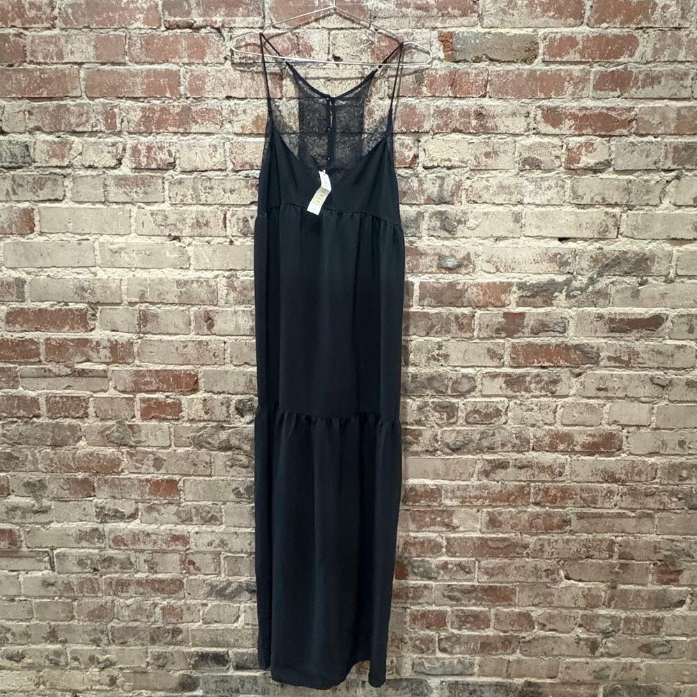 NEW Lovestitch Black Lace Spaghetti Strap Tiered Maxi Dress Size Small‎ - Picture 4 of 9